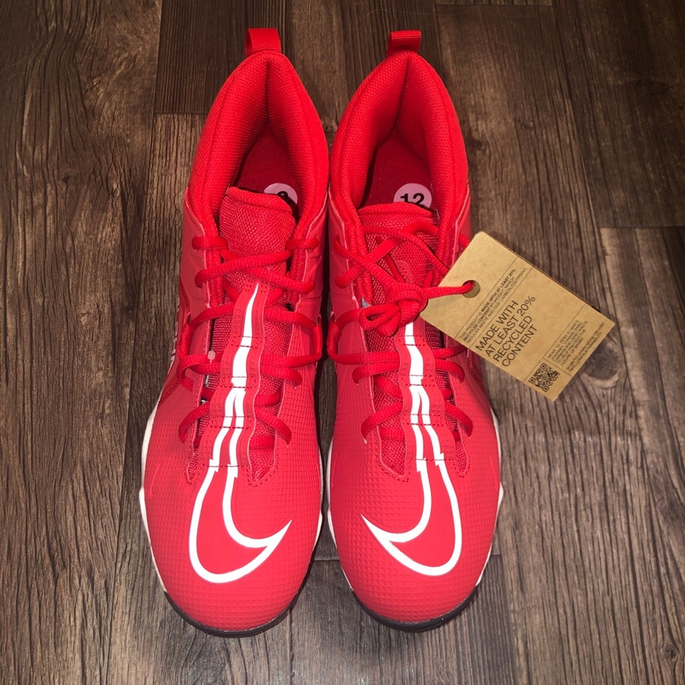 New Nike Alpha Menace 3 Shark Football Cleats Red White CV0582-616 Men NO BOX